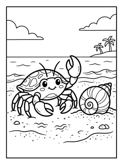 Desenho de Caranguejinho e a Concha para colorir