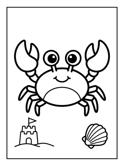 Desenho de Caranguejo na Praia para colorir