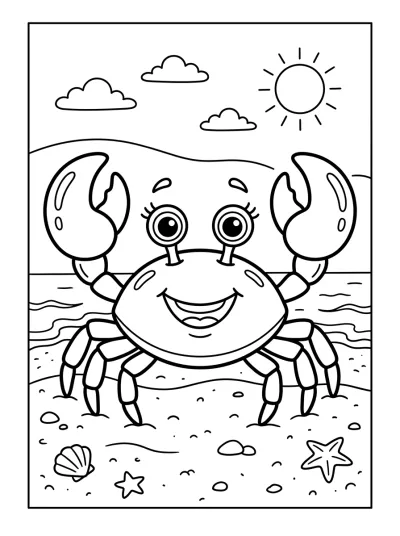 Desenho de Caranguejo Sorridente para colorir