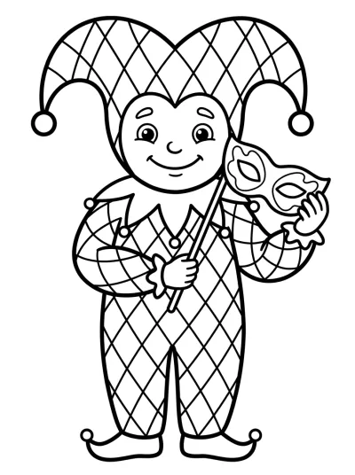 Desenho de Arlequim de Carnaval para colorir