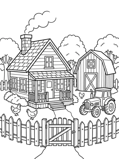 Desenho de Casa de Fazenda para colorir