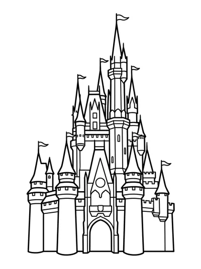 Desenho de Castelo de Conto de Fadas para colorir