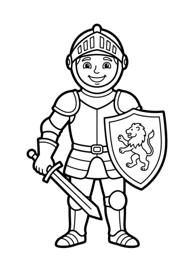 Desenho de Cavaleiro com Escudo para colorir
