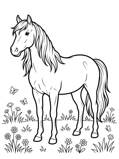 Desenho de Cavalo na Pradaria para colorir