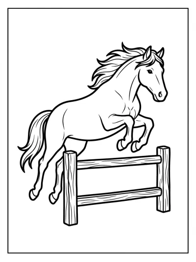 Desenho de Cavalo Pulando Obstáculo para colorir
