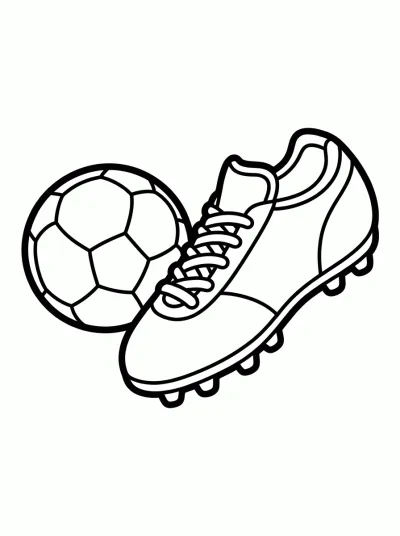 Desenho de Chuteira Chutando a Bola para colorir