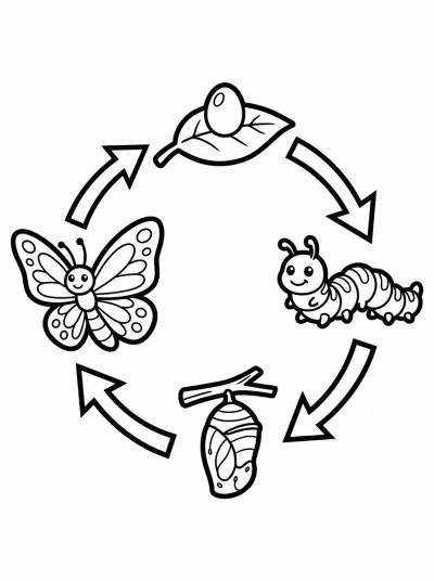 Desenho de Ciclo da borboleta para colorir