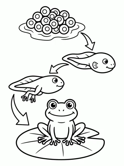 Desenho de Ciclo do sapo para colorir