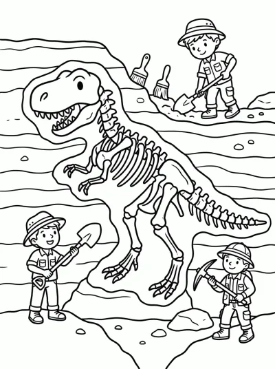 Desenho de Fóssil de dinossauro para colorir