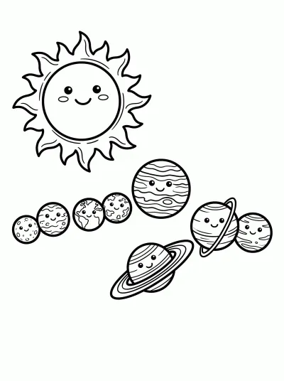 Desenho de Sistema Solar para colorir