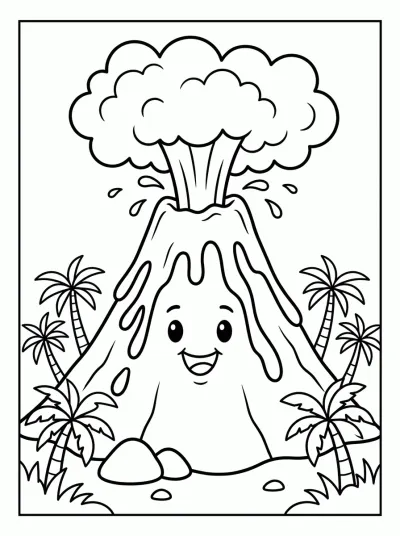 Desenho de Vulcão para colorir