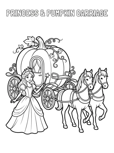 Desenho de Princesa na Carruagem para colorir
