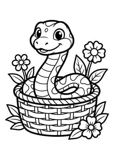 Desenho de Cobra na Cesta para colorir