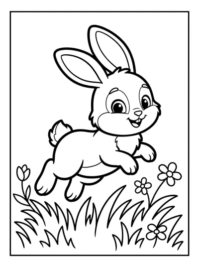 Desenho de Coelhinho Pulando para colorir