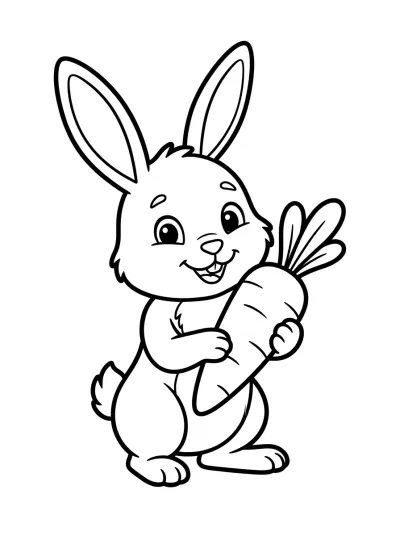 Desenho de Coelho com Cenoura para colorir