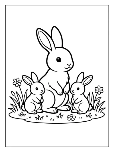Desenho de Família de Coelhos para colorir