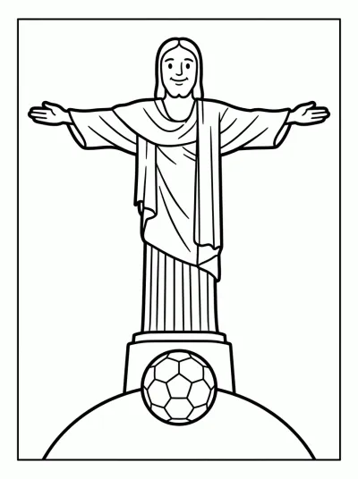 Desenho de Cristo Redentor com Bola para colorir