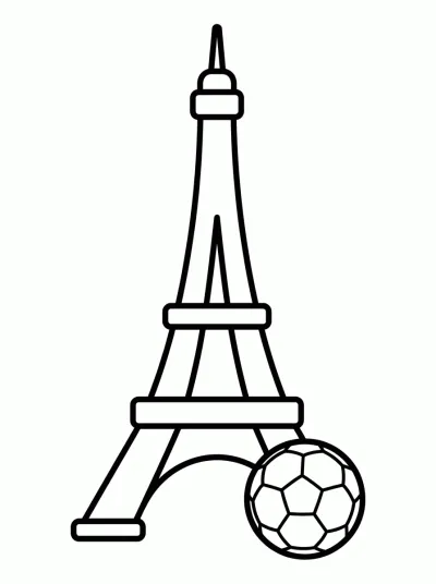 Desenho de Torre Eiffel com Bola para colorir