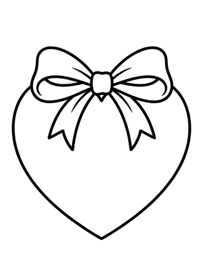 Desenho de Coração com Laço para colorir