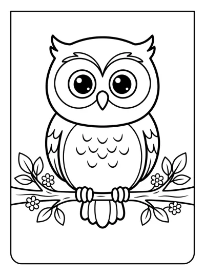 Desenho de Coruja no Galho para colorir