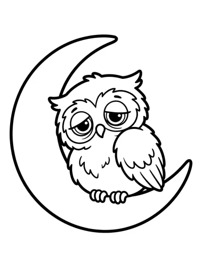 Desenho de Corujinha na Lua para colorir