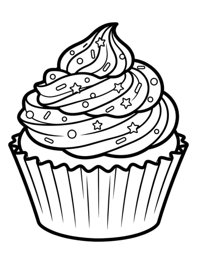 Desenho de Cupcake com Confeitos para colorir