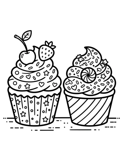 Desenho de Dois Cupcakes para colorir
