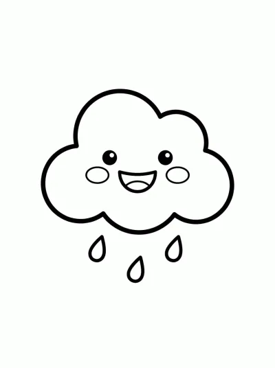 Desenho de Nuvem Fofa Sorridente para colorir