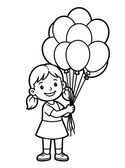 Desenho de Menina com Balões para colorir