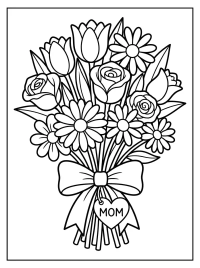 Desenho de Buquê para a Mamãe para colorir