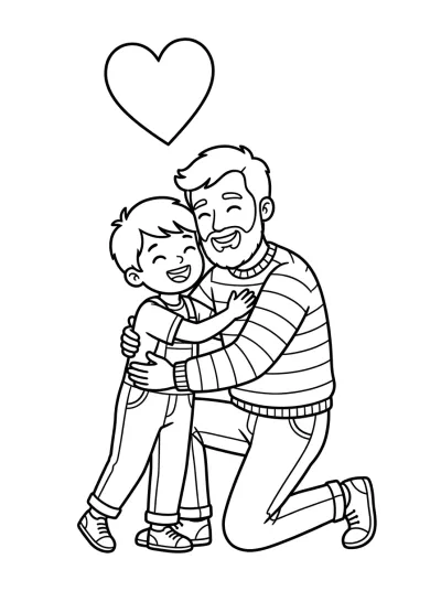 Desenho de Papai e Filho para colorir