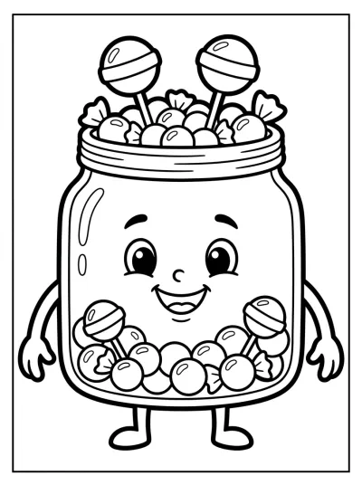 Desenho de Pote de Balas para colorir
