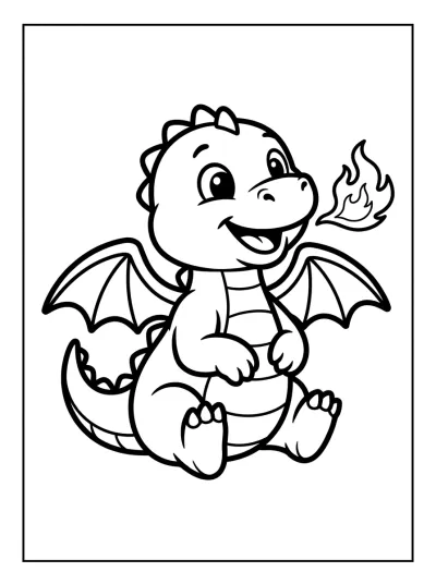 Desenho de Dragão Cuspindo Fogo para colorir