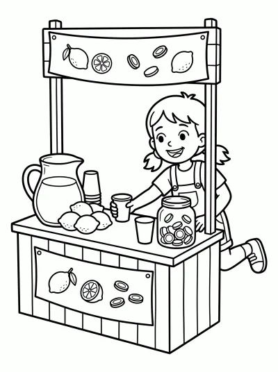 Desenho de Banca de limonada para colorir