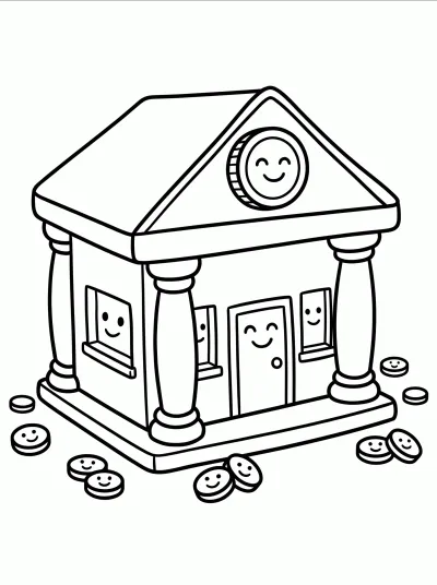Desenho de Banco para colorir