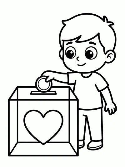 Desenho de Caixa de doação para colorir