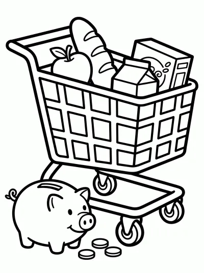 Desenho de Carrinho de compras para colorir