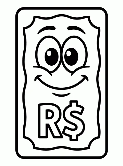 Desenho de Cédula de real para colorir