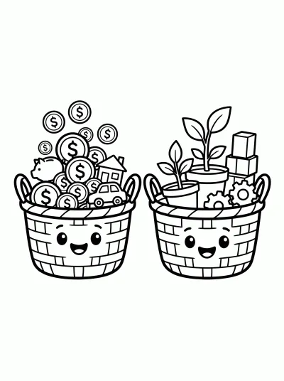 Desenho de Cesta de investimentos para colorir