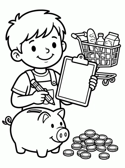 Desenho de Lista de compras para colorir