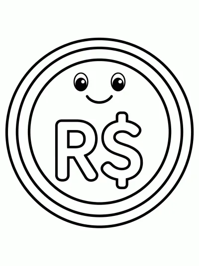 Desenho de Moeda de real para colorir