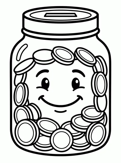 Desenho de Pote de poupança para colorir