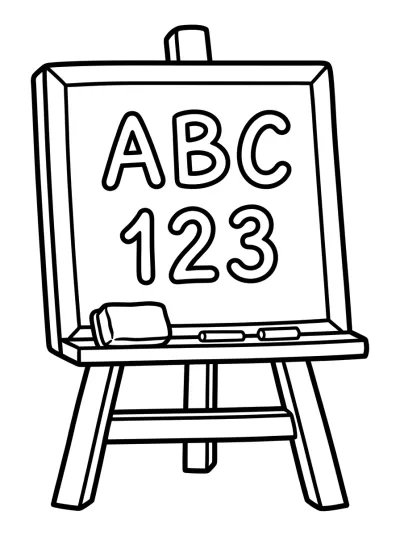 Desenho de Quadro-Negro com ABC para colorir