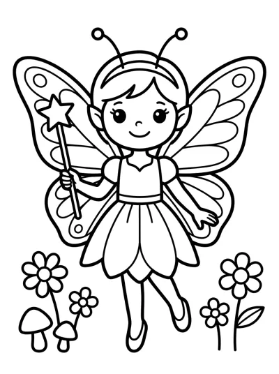 Desenho de Fada com Varinha Mágica para colorir