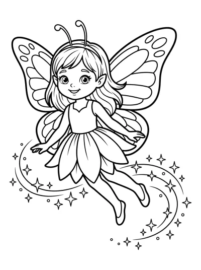Desenho de Fada Voando para colorir
