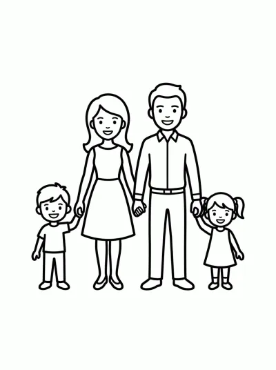Desenho de Família Feliz para colorir