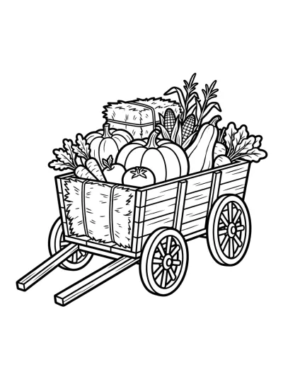 Desenho de Carroça de Feno para colorir