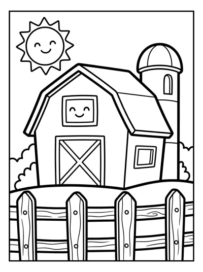Desenho de Celeiro da Fazenda para colorir