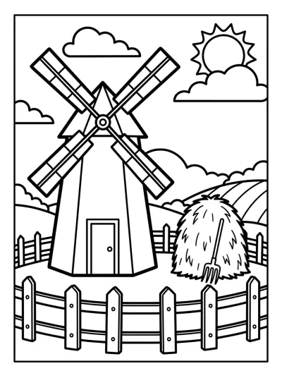 Desenho de Moinho da Fazenda para colorir