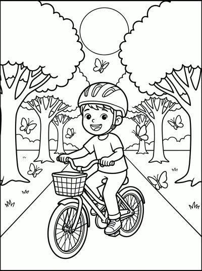 Desenho de Passeio de Bicicleta no Parque para colorir